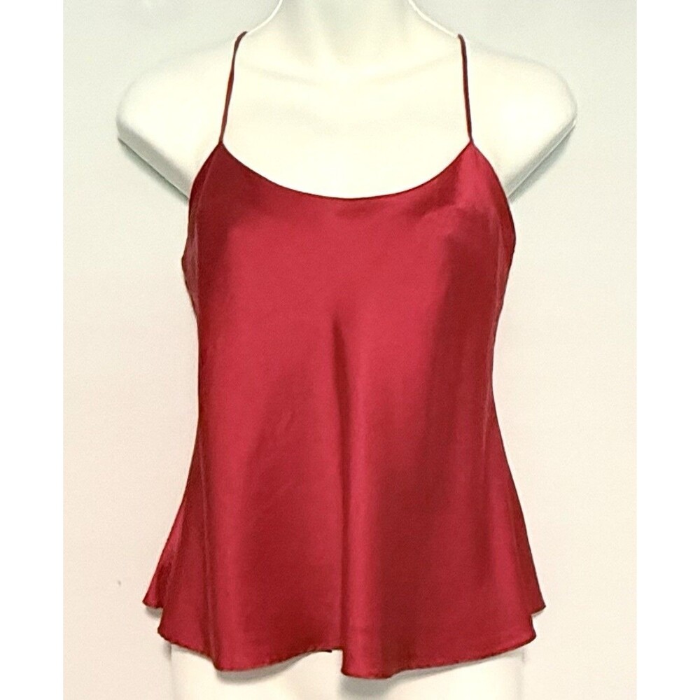 Vintage 90s Treesha 100% Silk Camisole Sz M Satin Burgundy/Bordeaux Minimalist